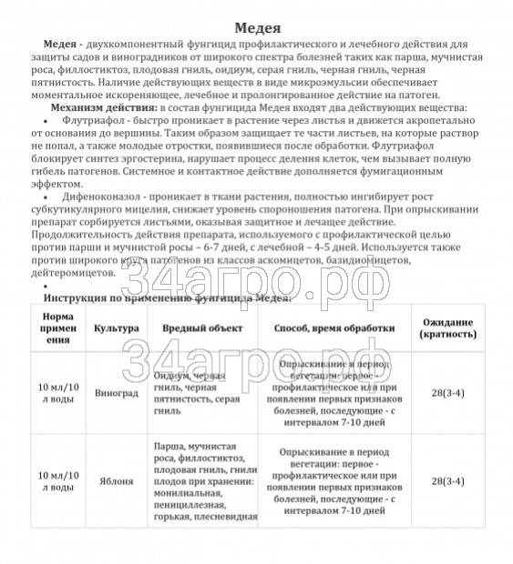 Фунгицид Медея МЭ ,100 мл